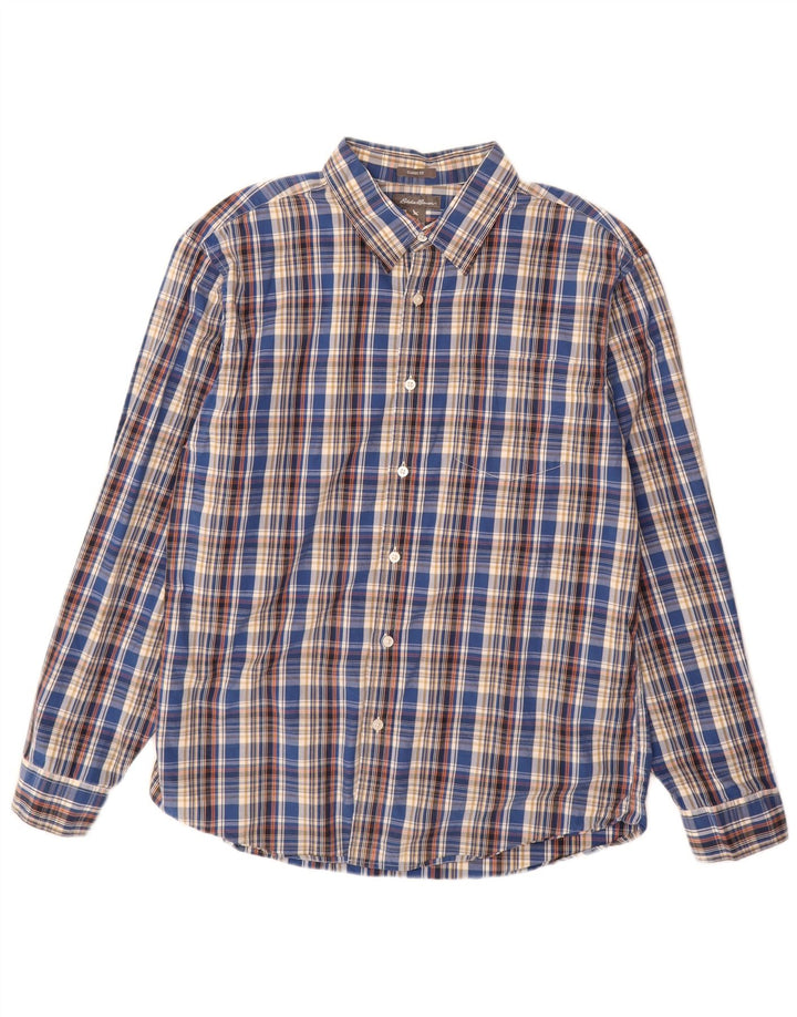 Eddie Bauer Camisa de corte clásico para hombre de algodón a cuadros azules grandes