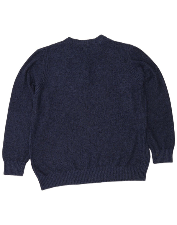 L.L.Bean Suéter tipo jersey con cuello y botones para hombre, talla 2XL, algodón moteado azul marino