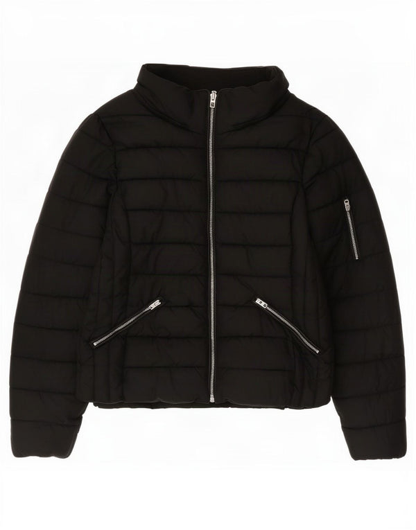 Zara Mujer Trafaluc Chaqueta Acolchada UK 46 Grande Nylon Negro