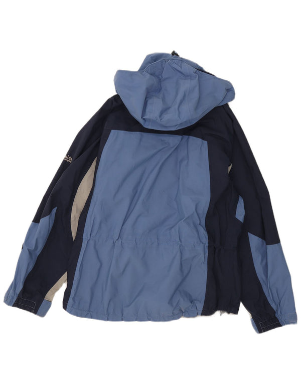 Columbia Chaqueta impermeable con capucha para mujer UK 46 Large Azul Colorblock Nylon