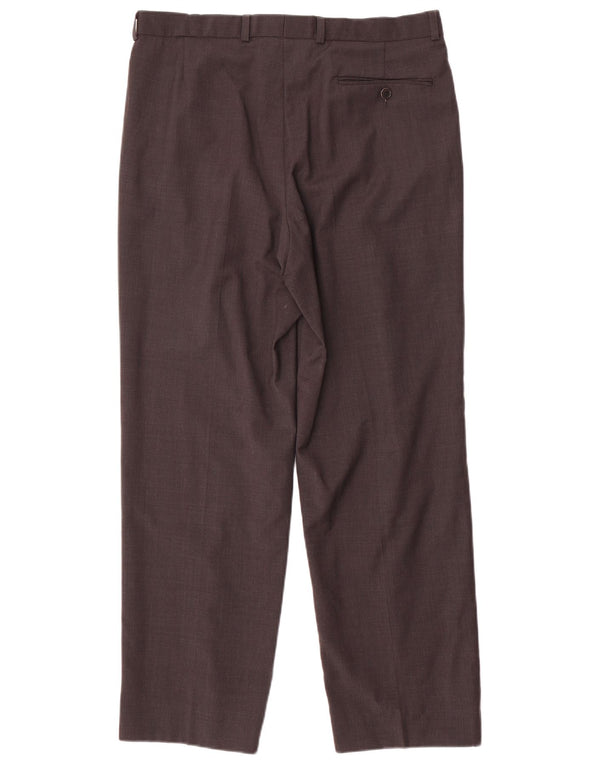 Marks & Spencer Pantalón de traje con pinzas para hombre W34 L29 Lana gris