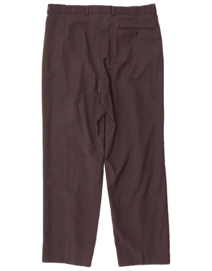 Marks & Spencer Pantalón de traje con pinzas para hombre W34 L29 Lana gris