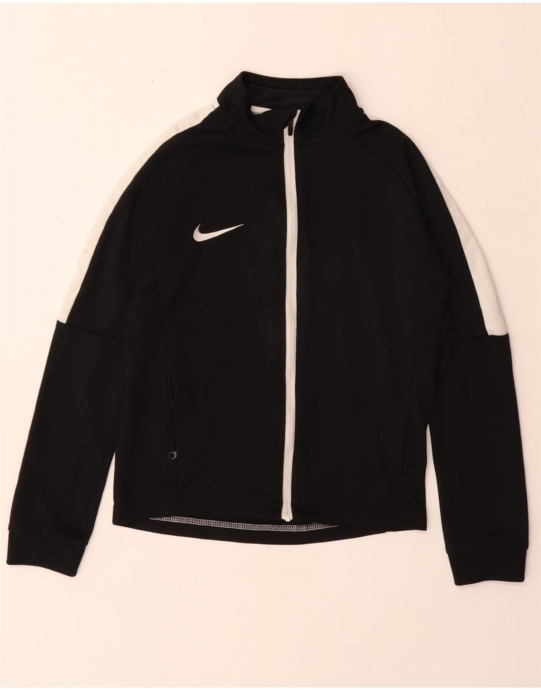NIKE Boys Dri Fit Chándal Top Chaqueta 8-9 años Pequeño Negro Colorblock
