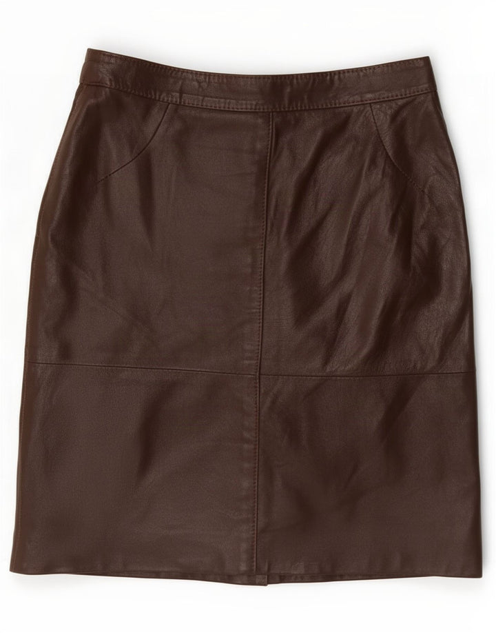 Falda de cuero vintage para mujer pequeña W26 marrón