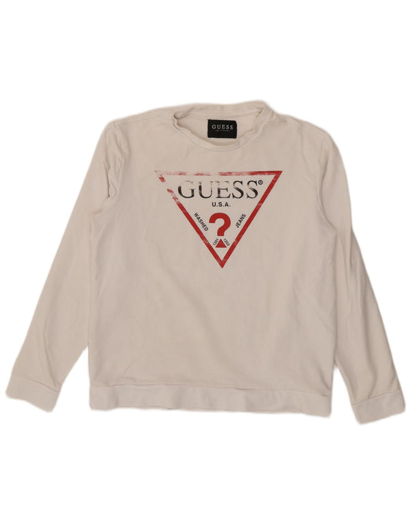 Guess Top gráfico para mujer de manga larga UK 46 Large White Cotton