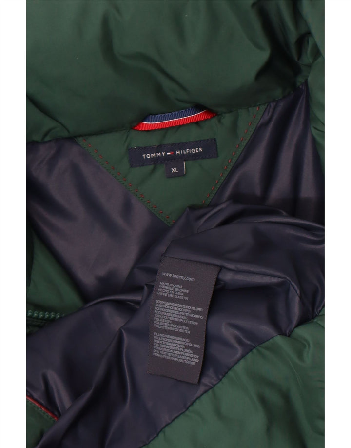 Tommy Hilfiger Chaqueta acolchada con capucha para mujer UK 18 XL Poliéster verde