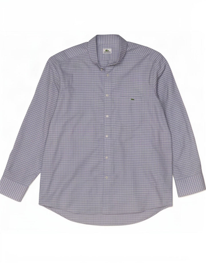 Camisa Lacoste Hombre Talla 44 XL Algodón Vichy Azul