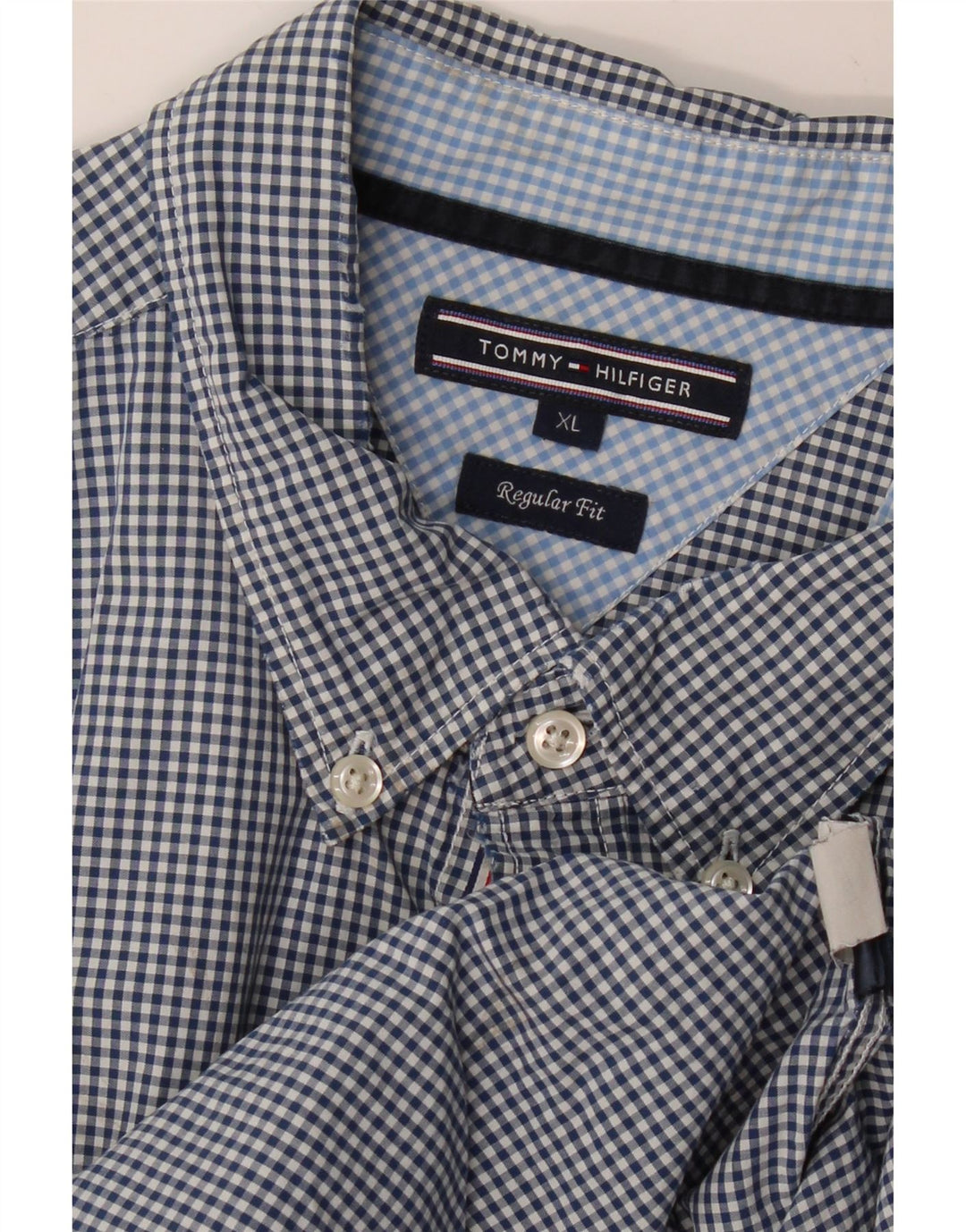 TOMMY HILFIGER Camisa Regular Fit Hombre XL Azul Marino Vichy