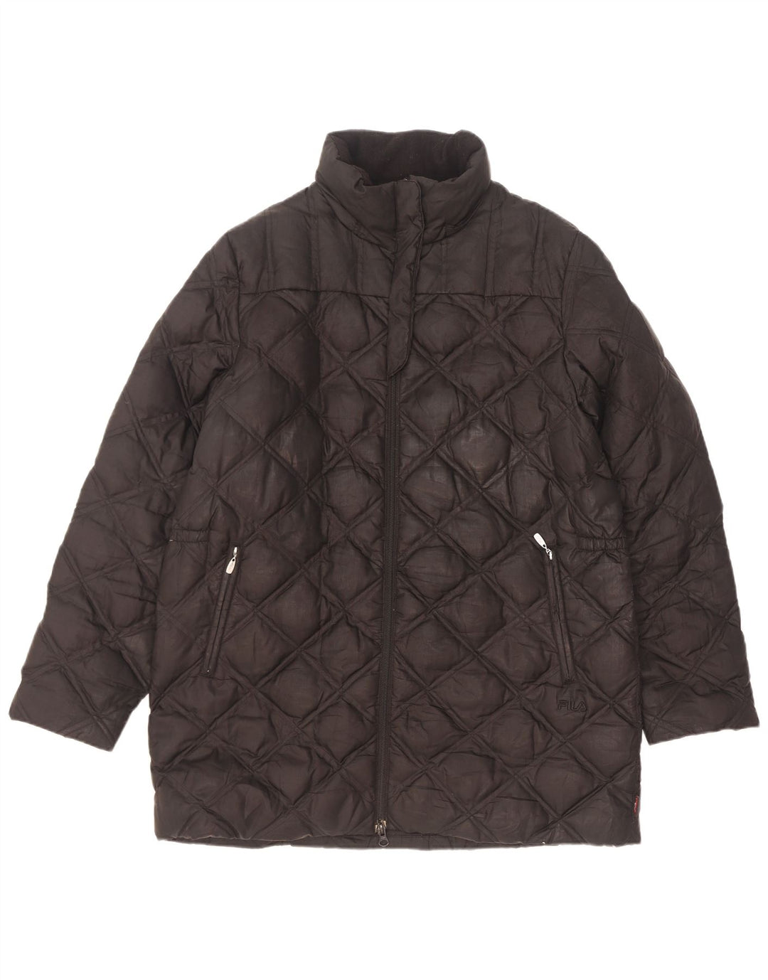 Fila Abrigo acolchado holgado para mujer UK 44 Poliéster geométrico negro mediano