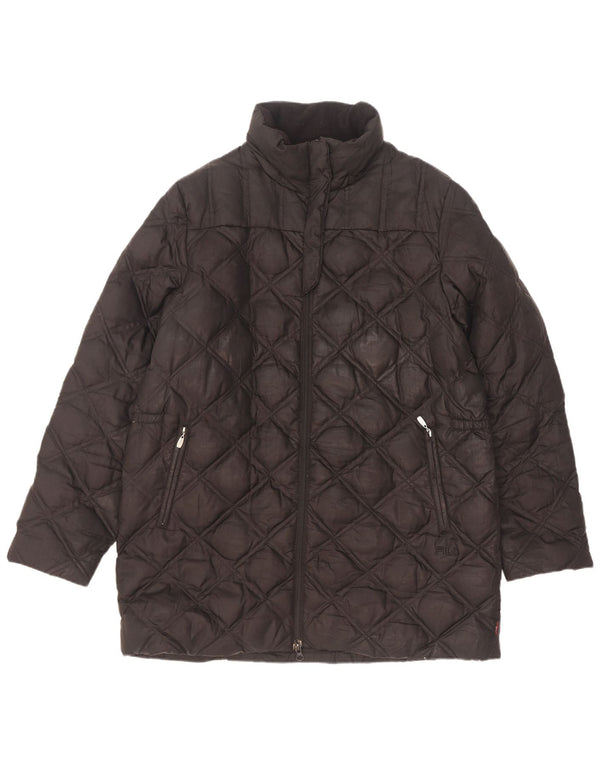 Fila Abrigo acolchado holgado para mujer UK 44 Poliéster geométrico negro mediano