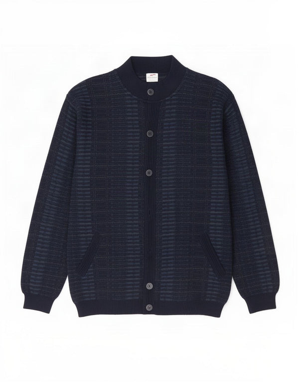 Bernardini Cárdigan Hombre IT 52 Medium Lana A Cuadros Azul Marino