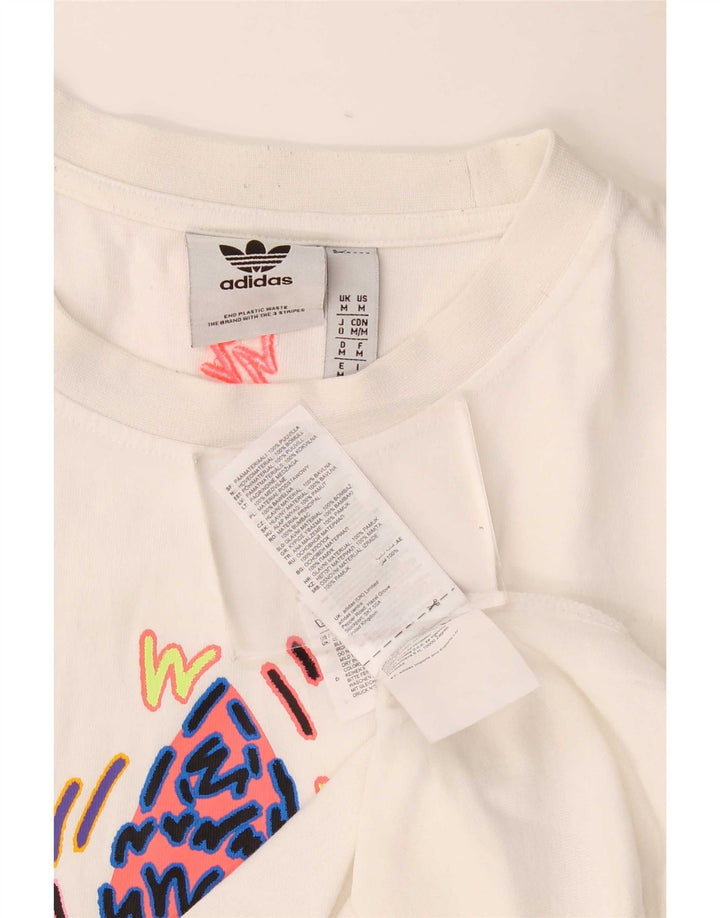 Adidas - Camiseta gráfica para hombre, talla mediana, algodón blanco