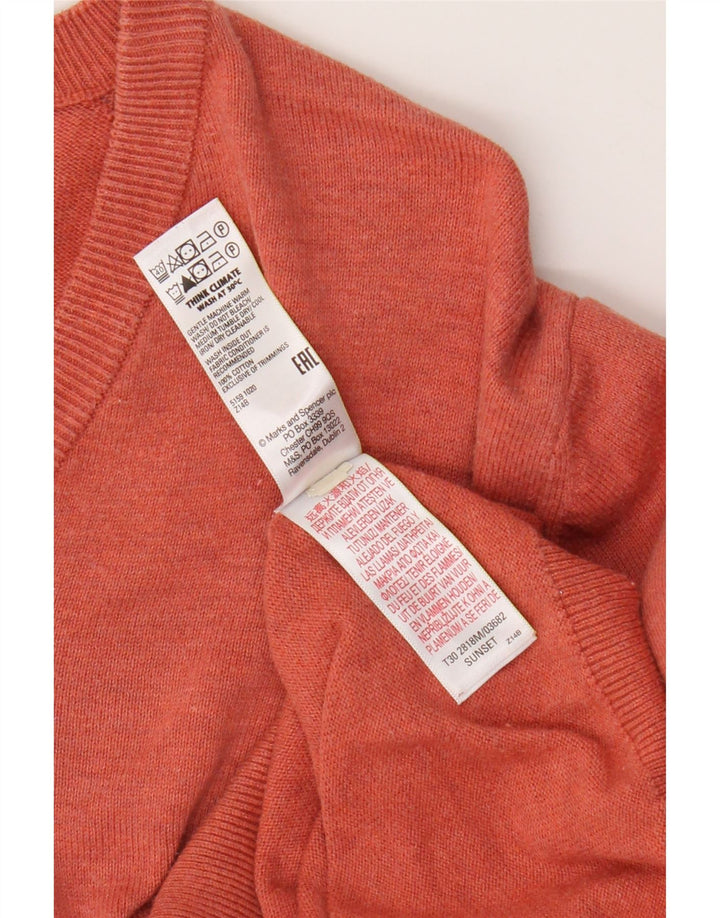 Marks & Spencer Jersey con cuello en V para hombre, talla grande, algodón naranja