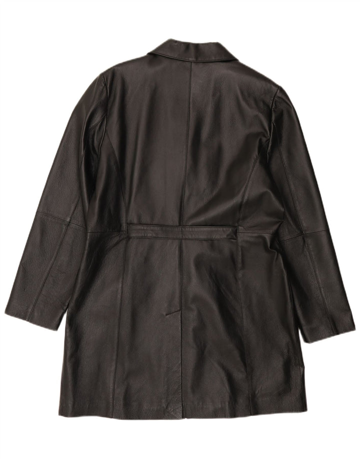 Vintage mujer cuero abrigo Reino Unido 18 XL cuero negro