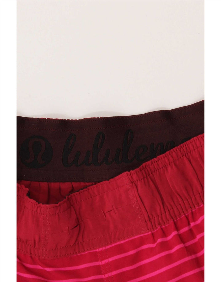 Lululemon Pantalones cortos deportivos para mujer US 6 mediano rosa a rayas