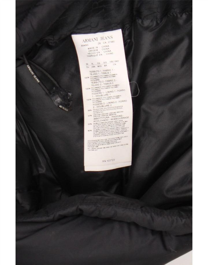 Armani Jeans Chaqueta acolchada con capucha para hombre EU 54 XL Poliamida negra