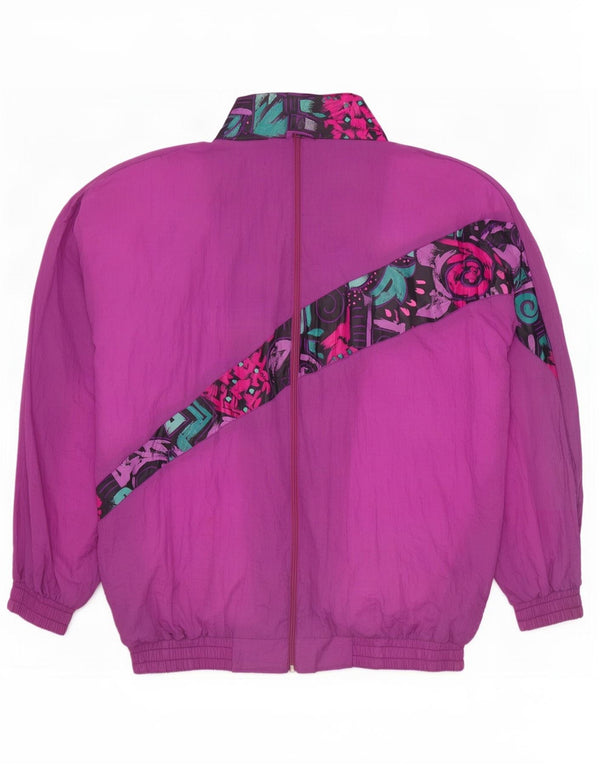 Vintage mujer oversize chándal completo Reino Unido 16 gran nylon geométrico púrpura