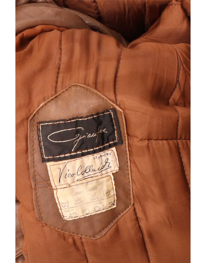 Chaqueta de cuero vintage para mujer IT 42 cuero marrón medio