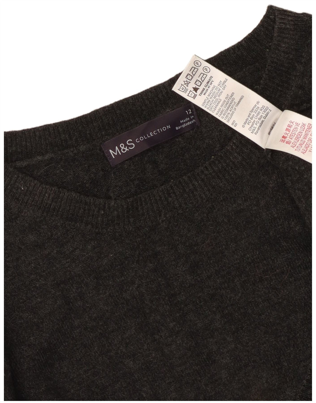Marks & Spencer Suéter tipo jersey con cuello barco para mujer Reino Unido 12 Acrílico gris medio