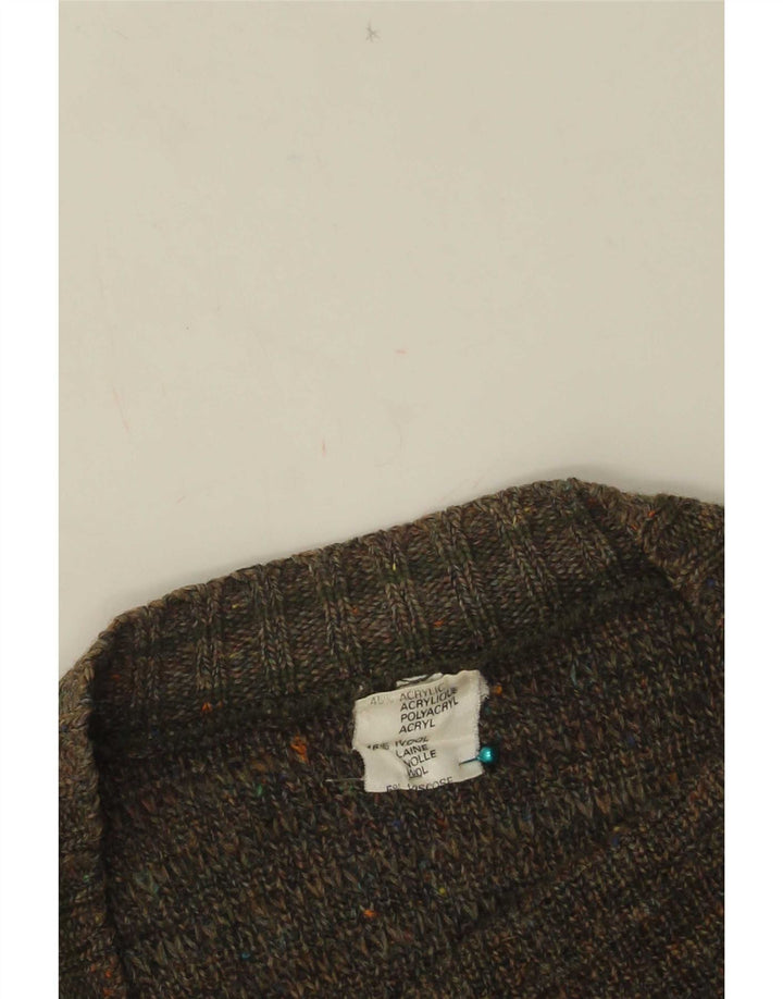 Vintage hombres Cardigan suéter IT 50 medio caqui moteado acrílico