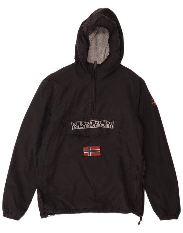 Napapijri Chaqueta anorak con capucha y gráfico para hombre UK 38 Medium Black Cotton