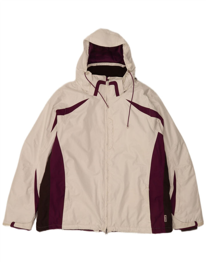 Chaqueta de esquí con capucha Alpine para hombre IT 50 Large poliéster blanco color block