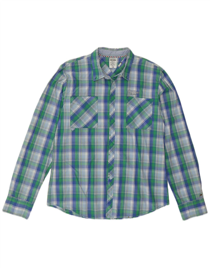 Camisa Tommy Hilfiger Hombre XL Algodón a cuadros verde
