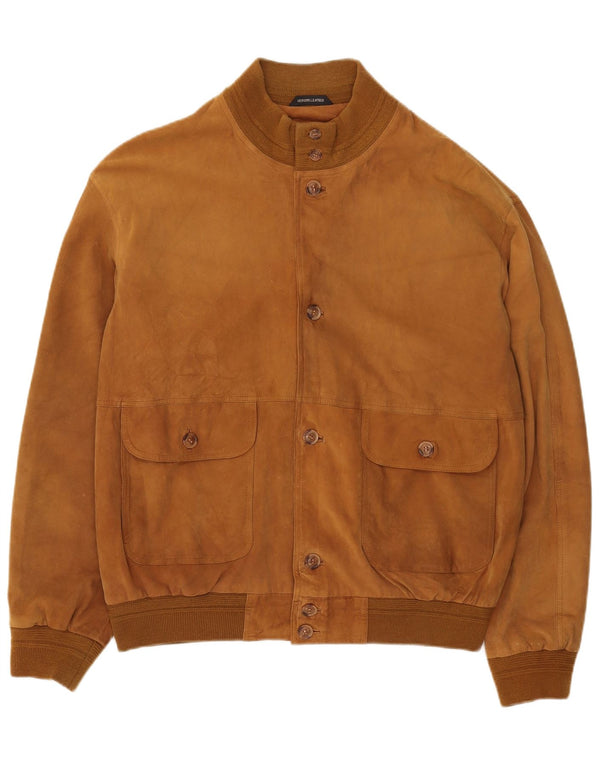 Vintage hombres ante bomber chaqueta IT 56 3XL cuero marrón