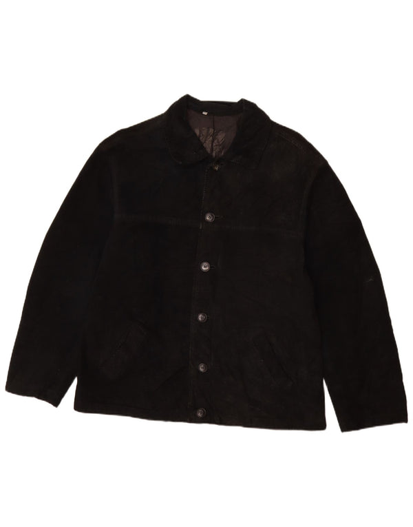 VINTAGE Chaqueta de ante para hombre Reino Unido 40 Grande Negro