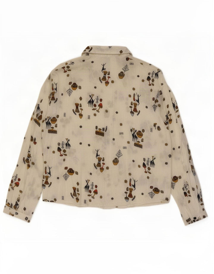Zara Blusa Trafaluc con estampado abstracto para mujer, talla 40, talla mediana, color blanco