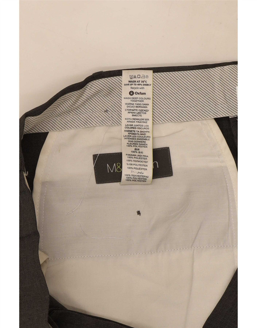 Marks & Spencer Pantalón de traje recto para hombre W44 L29 Poliéster gris