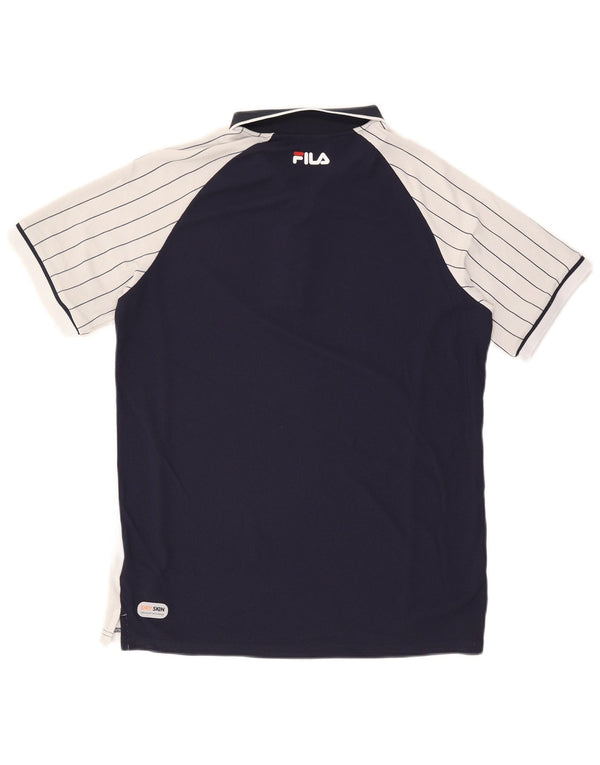 Fila Mens Polo Shirt XL Navy Blue Colourblock Nylon