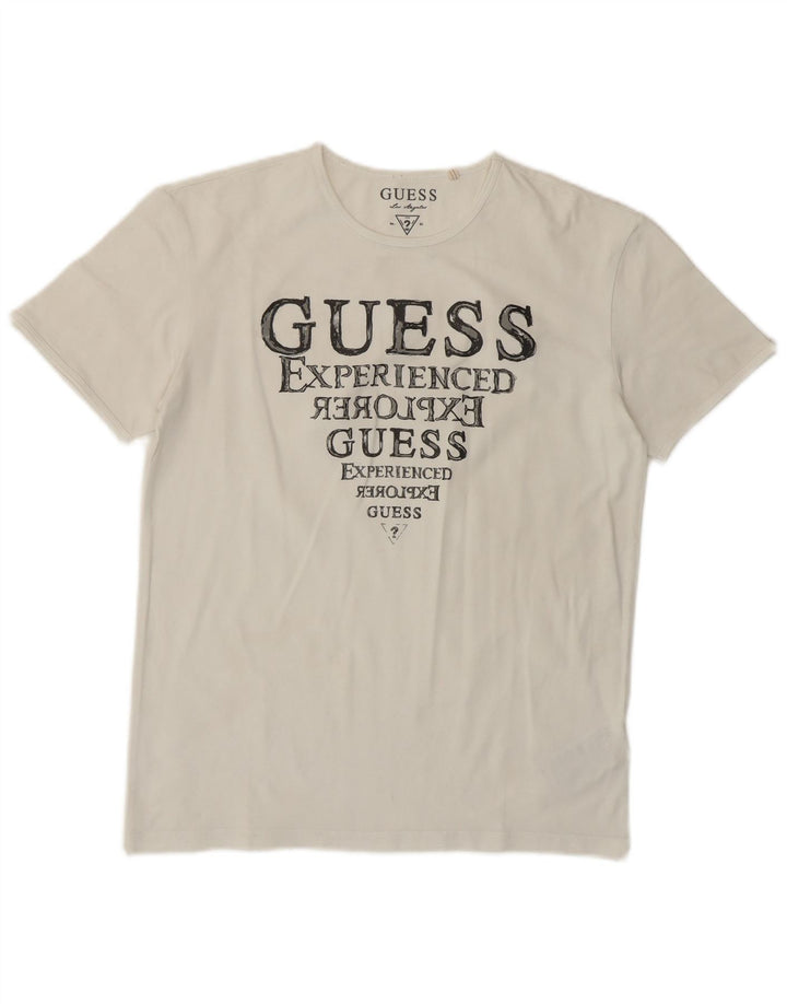 Guess Camiseta gráfica para mujer Top EU 38 Medium White Cotton Classic