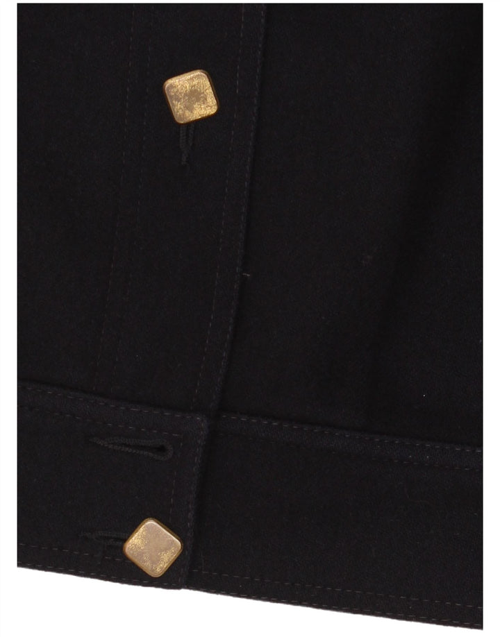 Vintage mujer Cardigan Top IT 42 lana azul marino medio