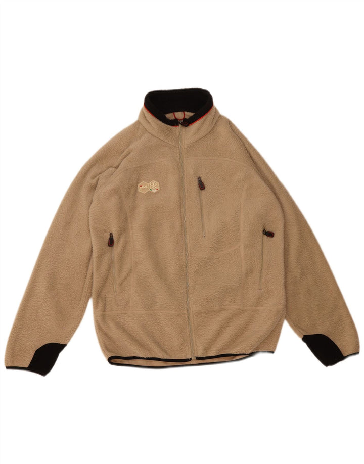 Fila Jersey de forro polar para hombre, tamaño grande, color beige, poliéster