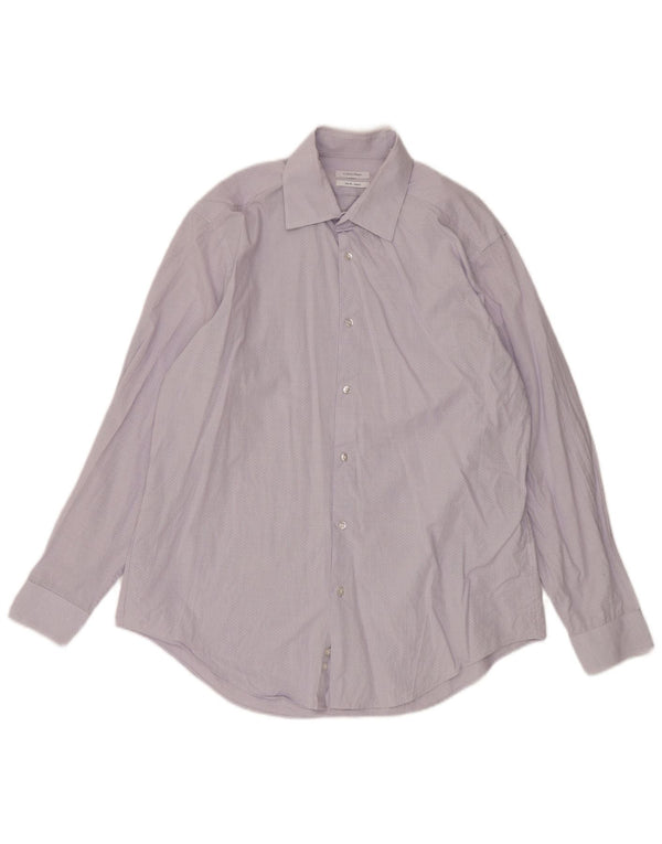 CALVIN KLEIN Camisa ajustada para hombre talla 16 1/2 grande algodón a cuadros morado