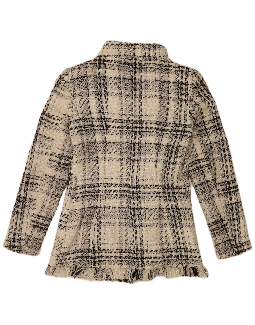 Zara Mujer Chaqueta Cruzada UK 10 Small White Check
