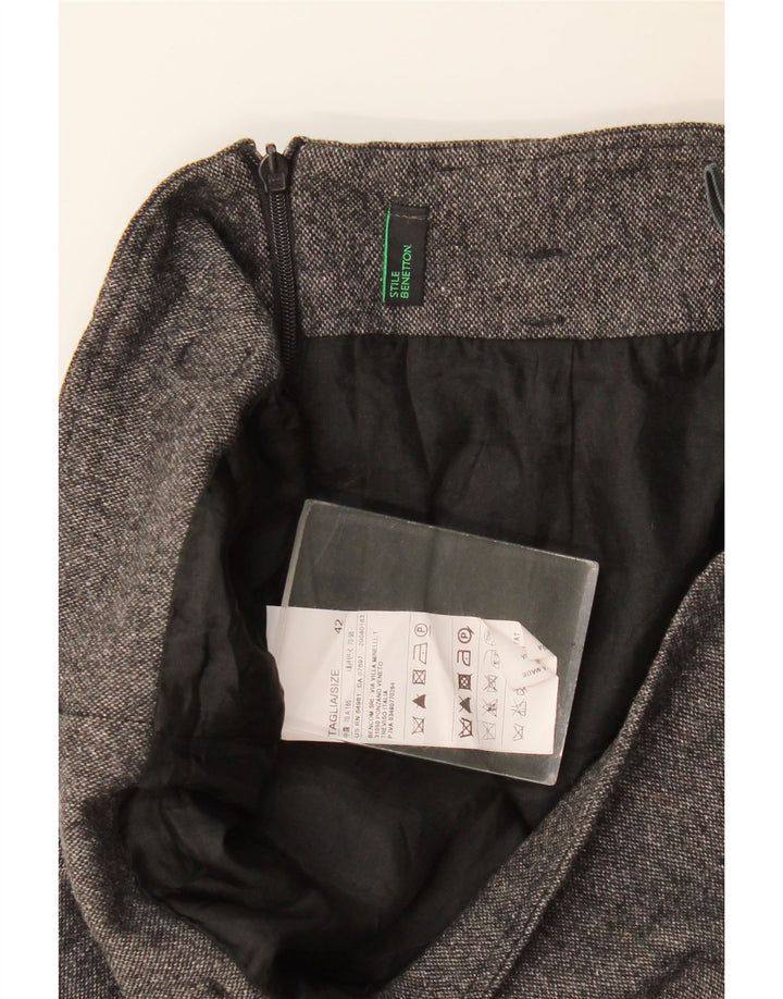 Falda Recta Benetton IT 42 Medium W30 Gris Lana