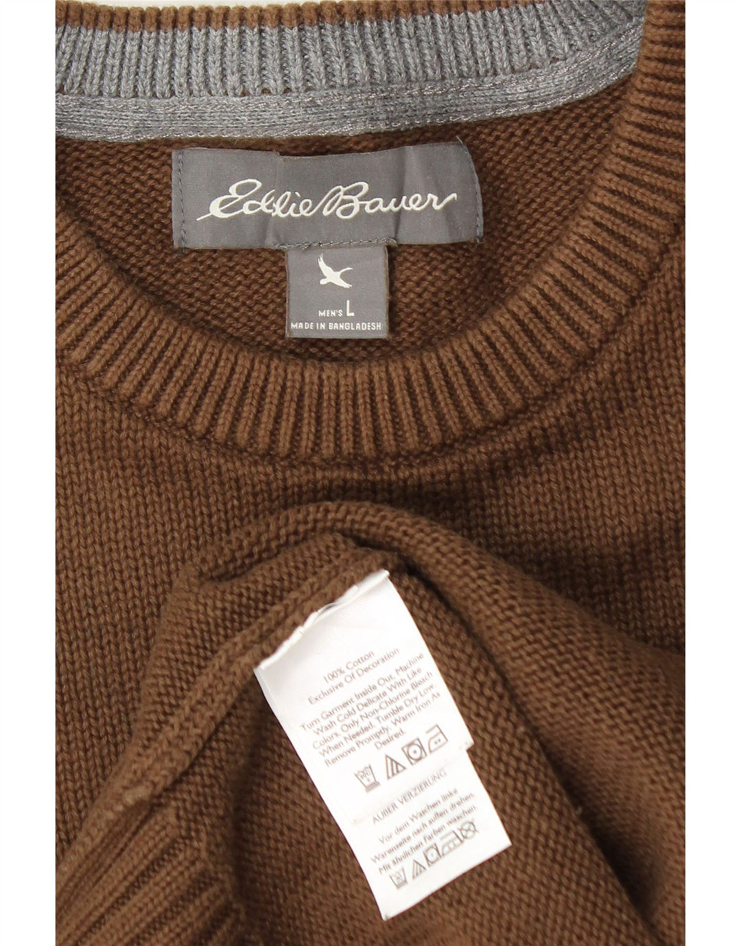 Eddie Bauer - Jersey de cuello redondo para hombre, talla grande, algodón marrón
