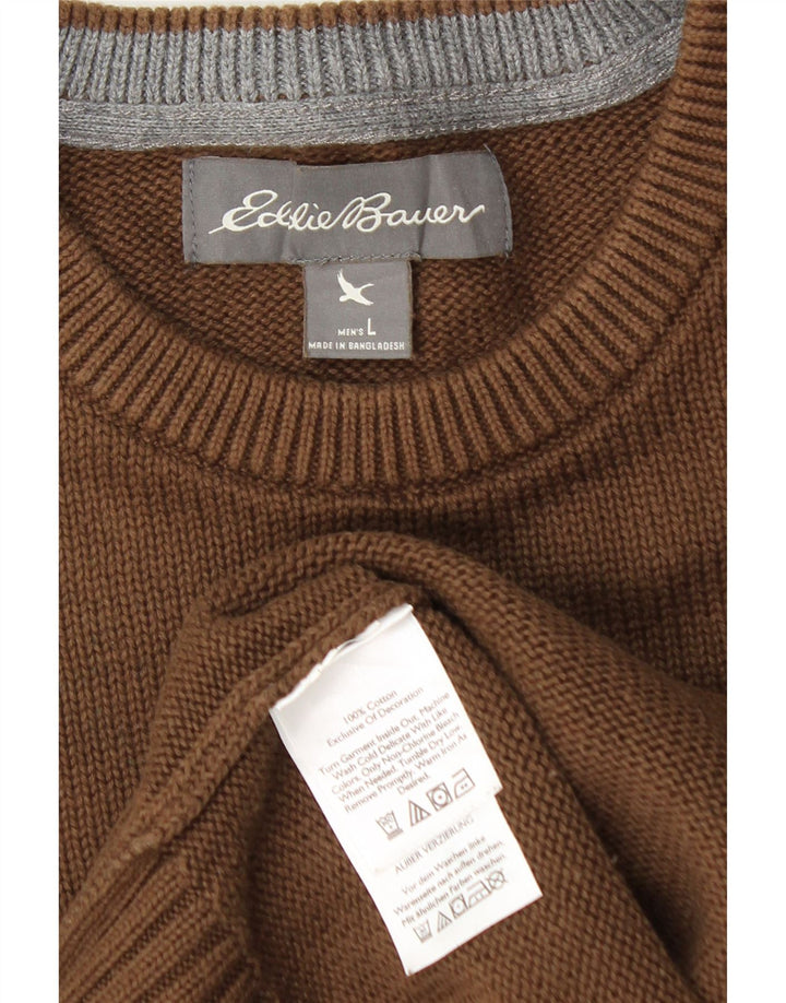 Eddie Bauer - Jersey de cuello redondo para hombre, talla grande, algodón marrón