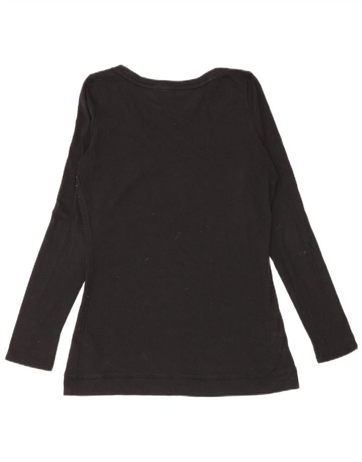 Tommy Hilfiger Top para mujer de manga larga UK 12 Medium Black Cotton