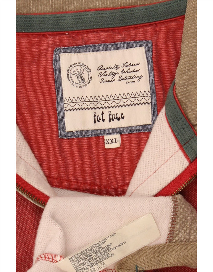 Fat Face - Sudadera con cuello y cremallera para hombre, talla 2XL, algodón rojo