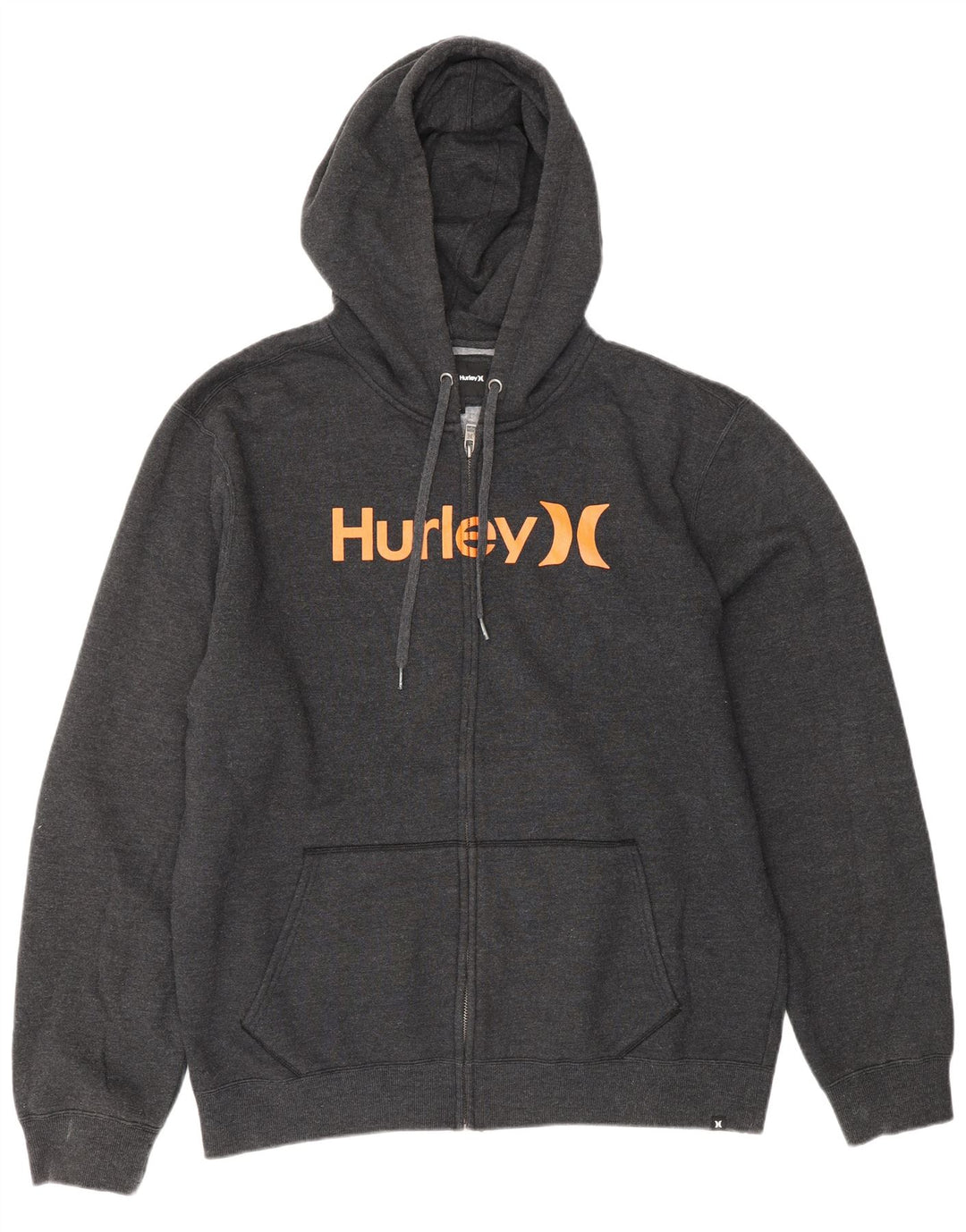 HURLEY Suéter con capucha y cremallera gráfica para hombre Poliéster gris grande