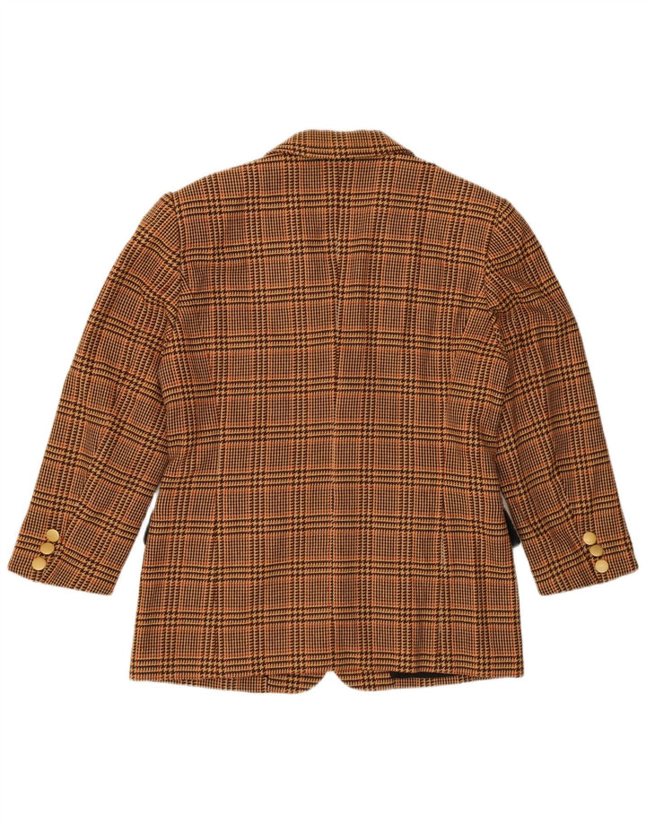Vintage mujer 3/4 manga Blazer chaqueta IT 44 pata de gallo marrón medio