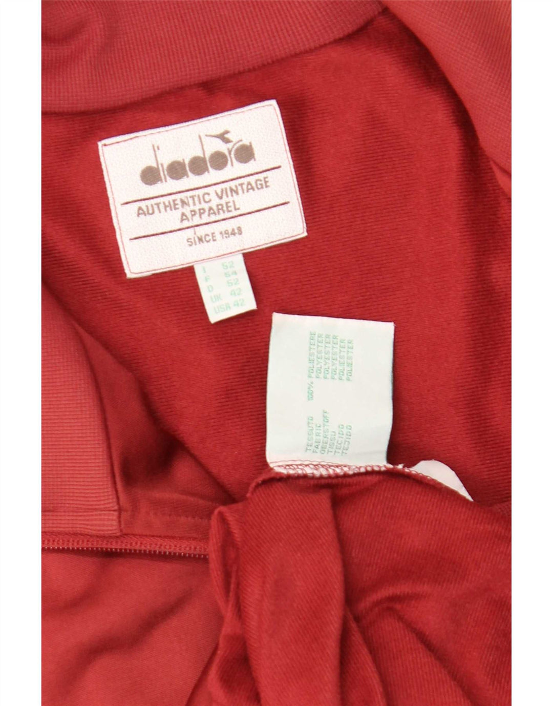 Diadora Chaqueta de chándal para hombre, talla 42, poliéster rojo grande