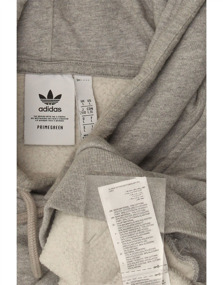 ADIDAS Hombre Sudadera con capucha Jumper Grande Gris Algodón