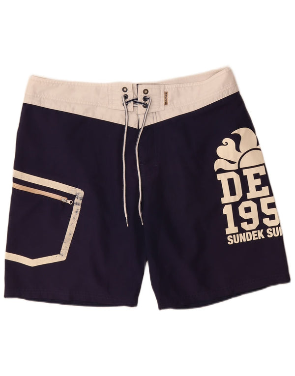 Sundek Bañador con estampado gráfico para hombre, talla grande, color azul marino