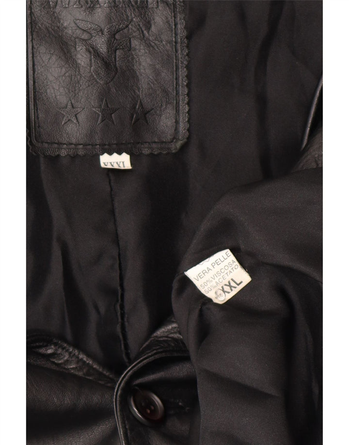 Wake Abrigo de cuero para mujer UK 22 3XL Cuero negro