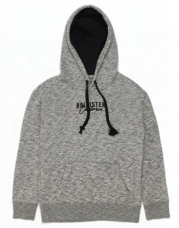 Hollister Sudadera con capucha gráfica para hombre, 2XS, algodón moteado gris
