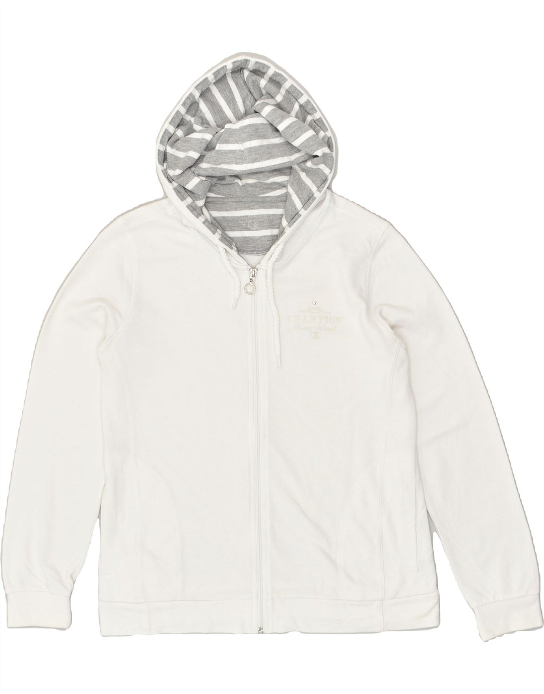 CHAMPION Womens Zip Hoodie Sweater UK 18 XL White Cotton | Vintage Champion | Thrift | Second-Hand Champion | Used Clothing | Messina Hembry 